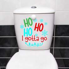 1pc Christmas Creative English Snowflake Pattern Sticker, Toilet Cover Decorative Sticker, Toilet Water Tank Decal, Self Adhesive Sticker, Christmas Decor