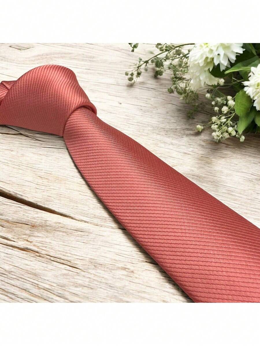 DOZE GOLDEN Men's Ties Slim Tie STRIPED TWILL FABRIC Casual, Perfect For Friends As A Gift Wedding Daily Use - 深橙色 - 查看 1