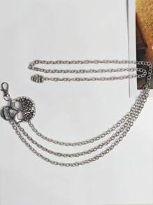 1 Peça Corrente de Esqueleto de Tamanho Grande para Mulheres - Esta Corrente de Várias Camadas apresenta um Design de Esqueleto e tem um Estilo Punk Hip-Hop. É Perfeita para Comemorações de Festas ou como Presente de Feriado. Adequada para Homens e Mulheres. Pode ser Usada como Acessório Diário.