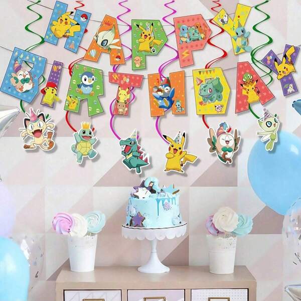pokemon 1pc Pokemon Theme Party Decoration Pull Flag Spiral Hanging Decoration For Birthday Party Holiday,Classroom Decor,Office Decor,Room Decor,Home Decor,Wall Decor,Bathroom Decor,Bedroom Decor,Room Decoration Stuff,Posters,Back To School,School Supplies Anime Series- 30% Off Today!