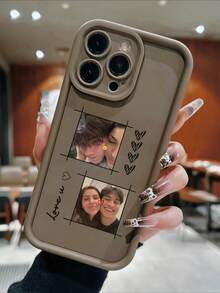 1 husă de telefon personalizată cu fotografie și nume, husă de telefon personalizată DIY. Husă de telefon cu design personalizat cu fotografie și nume. Husă de telefon cu acoperire completă, protecție pentru lentile. Senzație confortabilă, anti-șoc. Cel mai bun cadou pentru cei mai buni prieteni, familie, cupluri, compatibilă cu 11/12/13/14/15 Pro Max. - Maro - Vizualizare 4