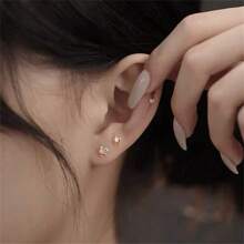 2 Stücke 925 Sterling Silber Multi-Farbige Kubische Zirkonia Ohrstecker, Funkelnde Kubische Zirkonia Ohrringe geeignet für den täglichen Gebrauch