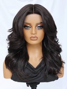 女士多层假发，带刘海，18 英寸红色合成蕾丝前部假发，适合日常使用，13x5x1.5 英寸 T 型假发，渐变棕色非洲式假发