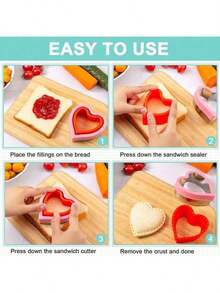 2/4/12pcs Sandwich Cutter , Cookie Cutters, Fruit Vegetable Cutter Shapes, Food Picks For Bento Box, Dinosaur Star Square Heart Shape