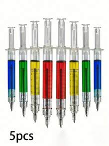 2pcs/3pcs/5pcs Random Gel Pen With Syringe, Novel Stress Relief Signature Ball Pen, Suitable For Nurses, Doctors, And Students