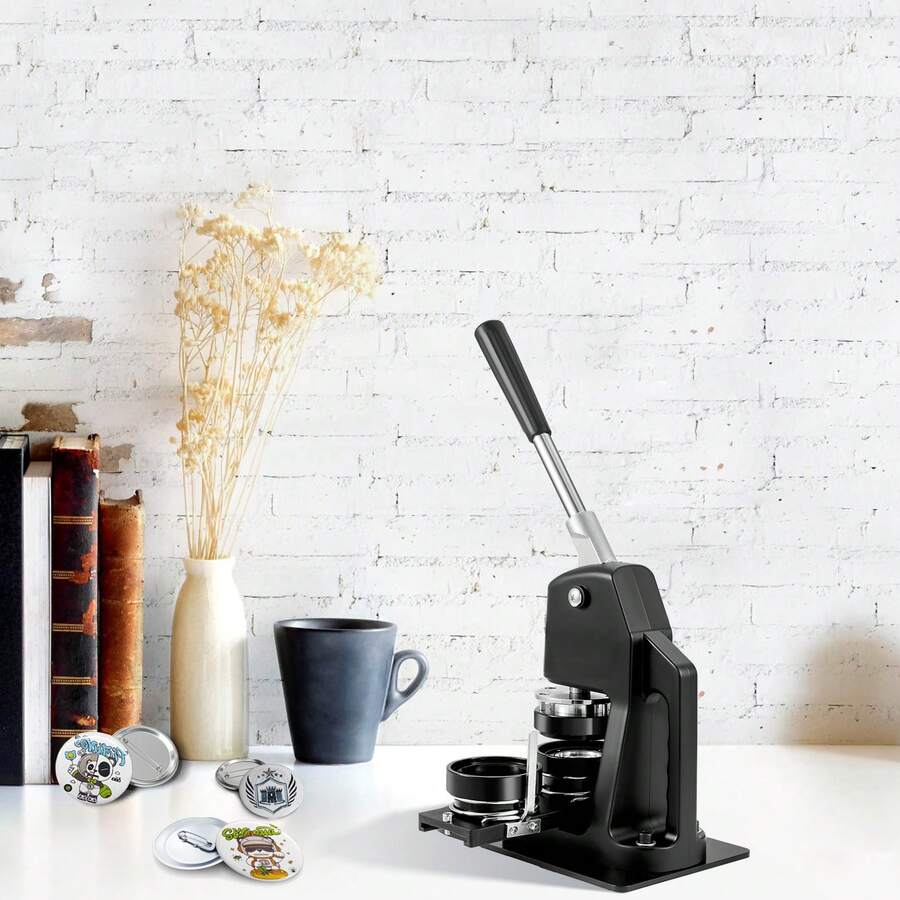 Máquina para hacer botones ,Máquina para hacer pins de insignias de 1"+2,25" Kit de prensa con 500 piezas gratis - Negro - Ver 1