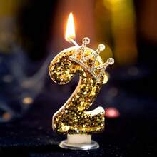 1 套 0-9 金色水钻皇冠装饰数字生日蜡烛，DIY 手工生日蛋糕装饰，派对氛围用品，浪漫派对用品，生日蜡烛，适用于生日派对、毕业派对、主题派对 - 金色皇冠 - 查看 12