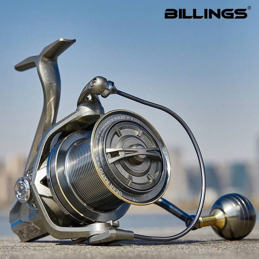 BILLINGS NGK PRO Saltwater Spinning Fishing Reel,8000-14000 Up To 33LBs Max Drag Big Game Fishing Reels,Aluminum Spool With Braid-Ready,Super Smooth Power Surf Fishing Reel - Silver - View 1