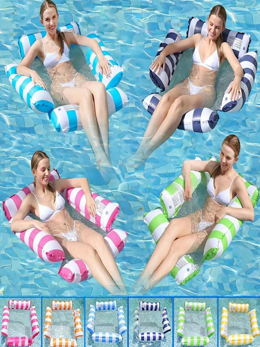 1/2/4件成人充气吊床，游泳浮床，简易水上趣味浮床，条纹PVC充气浮床 - 水上吊床 - 查看 1