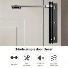150-Degree Stainless Steel Automatic Door Closer - Adjustable, Quiet Closing Mechanism, Hidden Spring Design, Ideal For Residential Use, Includes Screws And Mounting Hardware, Quiet Door Operation | Modern Door Closer | Durable Door Closer (Random Color Accessories) - Multicolor - View 6