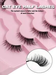 7对猫眼假睫毛，透明睫毛柄，蓬松柔软3D仿貂毛猫眼假睫毛，打造自然柔和的妆容 - 眼尾拉長款 - 查看 6