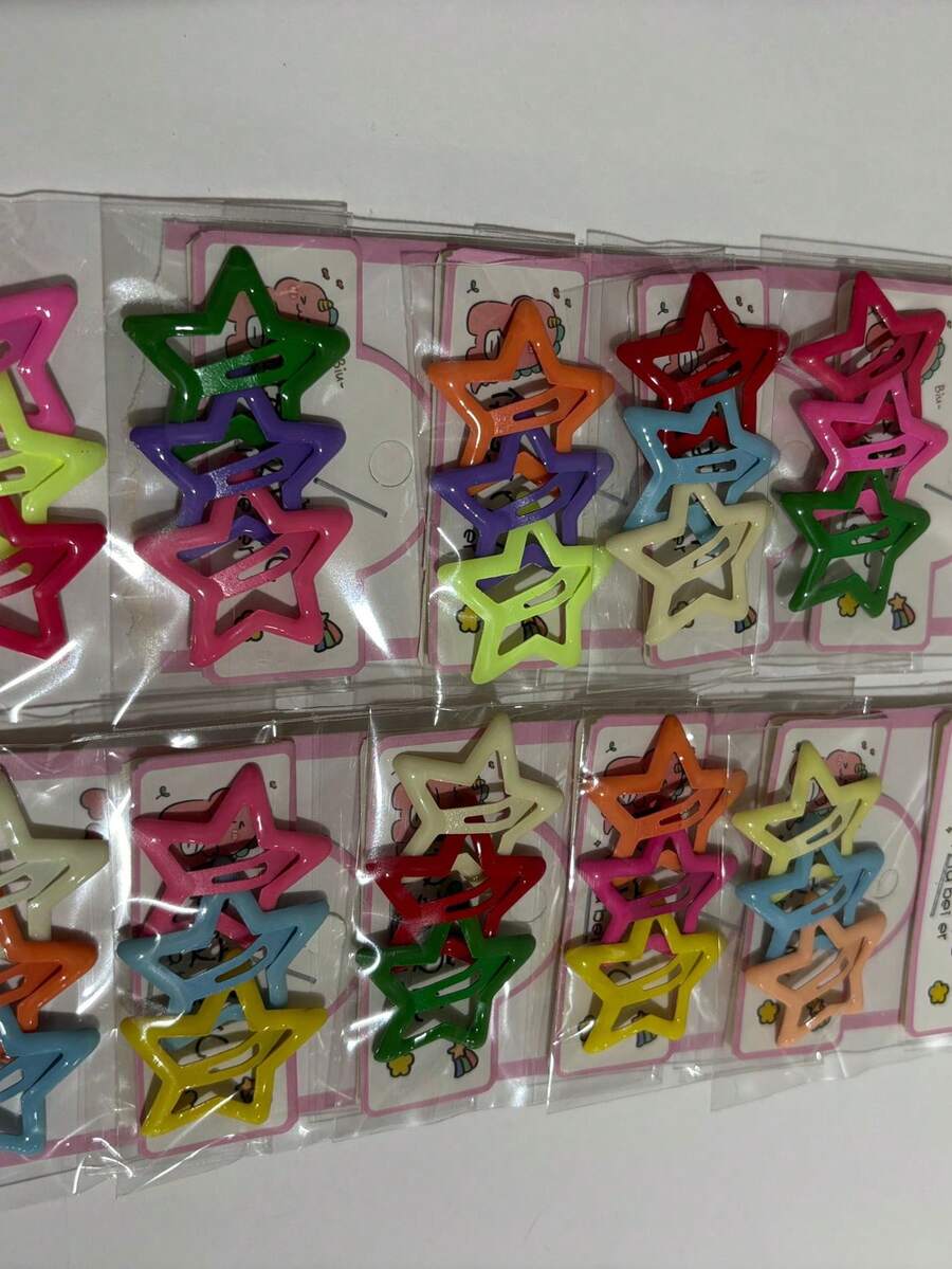 Kit 15/30/60 Units Star-Colored Side Bangs With A Small, Cute Clip - 彩色 - 查看 1