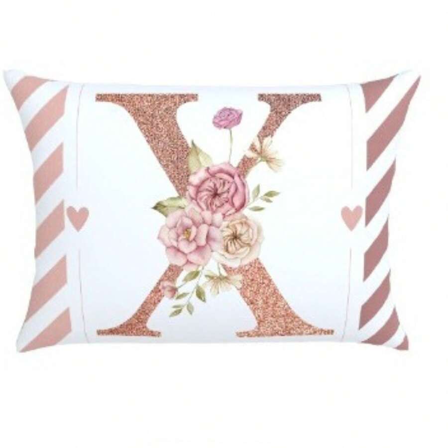 Pillowcase 70X60 Oxford Digital Print Initial Pillowcase High Quality Durable Zipper Monogram - X - View 1