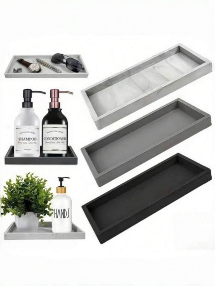 1pc Silicone Aroma Diffusion Tray, Suitable For Cross-Border Products, Can Also Be Used As A Storage Tray For Bathroom Countertops. The Silicone Soap Holder With A Marble Pattern Is A Commonly Used Ready-To-Use Item In Households. - Multicolor - View 1