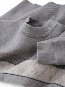 Men's Thick V-Neck Jacquard Sweater, Casual Business Commute Long Sleeve Pullover, Suitable For Layering Or Outerwear, Autumn/Winter - Light Grey - View 10