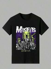 Plus Size Men's,Misfits Horror Punk The Best Collection Of ,(1 Pcs )100% Cotton Casual Printed T-Shirt,Crew Neck Short Sleeve,220g  Cotton T-Shirt,For Going Out,Gift,Summer,Unisex - màu đen - Xem 1