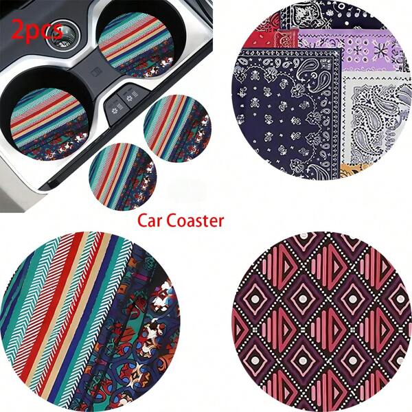 2pcs Car Cup Coaster Stylish & Durable Fast-Drying Non-Slip Car Cup Mat