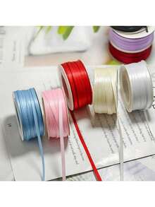 1pc 0.3cm/3mm Colorful Ribbon Gift Packaging Tape, Densely Woven Double-Sided Polyester Ribbon, Handmade Hair Accessories Headwear Bow Gift Box Packaging Satin Ribbon - Multicolor - View 3