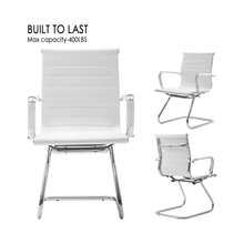 WAHSON OFFICE CHAIRS PU Leather Office Chair Set Of 2 Metal Frame Conference Chair For Meeting Room/Reception Area - White - View 5