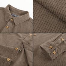 Men's Corduroy Shirts Casual Button Down Shirt Jacket Lightweight Shackethalloween - Màu Khaki - Xem 5