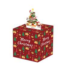 红色底座圣诞拉钱惊喜盒，圣诞树拉环，拉出圣诞惊喜，充满经典节日元素的创意礼物，彰显红色风格与互动惊喜