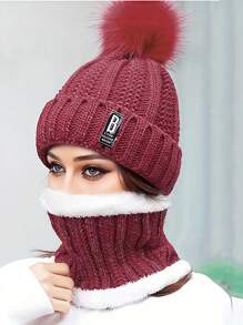 2pcs/Set Thick Fleece Windproof Hat + Scarf Set, Unisex Casual Winter Warm Outfit Autumn Outfits - Multicolor - View 8
