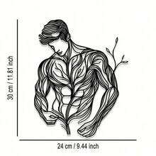 1pc Metal Wall Art, Line Drawing Floral Man, Abstract Art, Metal Sign. It Is Suitable For Home Decoration, Wall Decoration, And Room Decoration. Applicable In The Living Room, Bedroom, Dining Room.