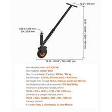 Versatile 300lbs Adjustable Trailer Dolly - Height 16.5 To 22 Inches, Compatible With 1-7/8 And 2-Inch Hitch Balls - Black - View 9