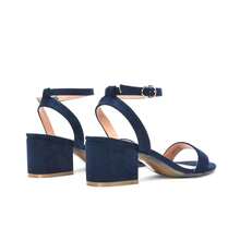 XY LONDON Gemma Low Block Heel Open Toe Strappy Sandal Shoes With Round Buckle Fastening For Spring Summer - 藏蓝色 - 查看 2