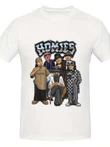 Printed Lil Homies Outfit T Shirt For Men Women Tee Shirt Short Sleeve Clothes 180g - 白色 - 查看 3
