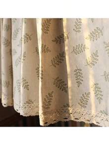 1pc Nordic Style Leaf Pattern Decorative Short Curtain - Multicolor - View 7
