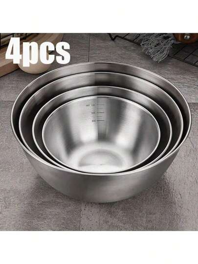Extra dicke Edelstahl-Schüssel mit Messmarkierungen, Obst-Salat- & Teig-Rührschüssel, Mehrzweck-Kochschüssel, Backen-Schüssel, Rührschüssel