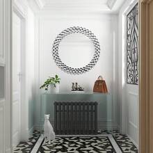 23.2 X 23.2 Inch (59 X 59 Cm) Silver Round Crystal Mirror Wall Decor For Bedroom, Living Room