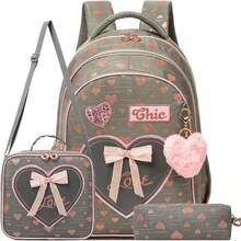 3PCS Girls School Backpack Set With Lunch Tote And Pencil Case Lightweight Elementary Bookbag For Kids Back To School Bag Gift - Multicolor - View 15