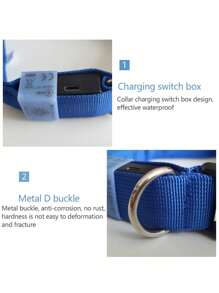 1pc Rechargeable LED Pet Collar, Dual Fiber Optic Lighting, Anti-Lost & Anti-Collision For Medium/Large Dogs At Night - Multicolor - View 7