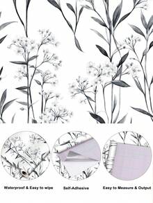 1 Cuộn Giấy dán tường họa tiết hoa mực đen trắng cổ điển 1m/3m/5m, Giấy dán tường có thể tháo rời và tự dính, Giấy dán tường vinyl dùng để trang trí nhà cửa tự làm, Giấy nền phòng, Phòng ngủ, Nhà bếp, Phòng khách, Phòng tắm, Tủ, Giấy dán tường đổi mới đồ nội thất, Miếng dán tường Trang trí phòng Trang trí tường Trang trí phòng khách - Nhiều màu - Xem 10