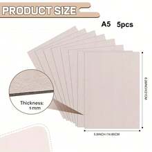 5 件 1 毫米书板、装订板、纸板、设计师书板、白色/牛皮纸/灰色 45pt 重型纸板、书籍装订用品、用于书籍装订封面、剪贴簿和相框背衬
