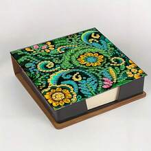 DIY 5D 钻石画套装 - 曼陀罗图案笔记本便签盒 - 独特的手工礼物，钻石艺术套装，不对称圆形，适合办公室和家庭书桌的独特手工礼物 - 彩色 - 查看 15