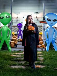 1-3 Pcs Colorful Alien-Shaped Inflatable Dolls, Festive Halloween Party Decorations, Halloween Party Decorations, With Pumpkins, Spider Webs And Lanterns, Perfect For Creating A Spooky Celebration Atmosphere, Plastic, Suitable For Bar Decoration, Home Decoration, Outdoor Decoration, Party, Halloween Fall Decor Autumn Decor Halloween Decor Room Decor
