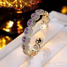 1 Stück modischer minimalistischer Herz-Kristall lächelndes Gesicht, kupfergoldplattierter kubischer Zirkonia Dekor, geeignet für Partywear