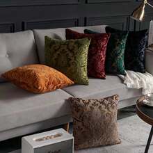 1pc 17.72 X 17.72 Inch Pillowcase Light Luxury Sofa Cushion Cut Velvet Fabric Pillowcase No Pillow Core Living Room Nordic Modern Minimalist Model Room Villa B & B Bedside Pillow - 橘色 - 查看 3