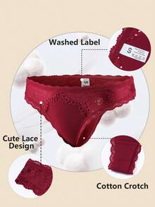 6 Pack Cotton Seamless Thongs For Women No Show Underwear Sexy Lace Trim Panties Cute Soft Strench Breathable S-XL - 彩色 - 查看 3