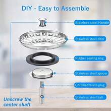 1pc Upgraded Kitchen Sink Strainer, Stainless Steel Sink Drain Filter Replacement, For Food/Hair Catcher - Fits UK Sink Hole Diameter (84mm)