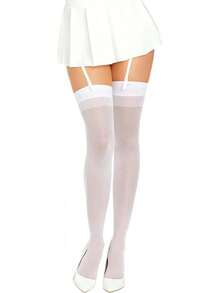 Dreamgirl Medias Altas Nude con Costura Trasera - Blanco - Ver 6