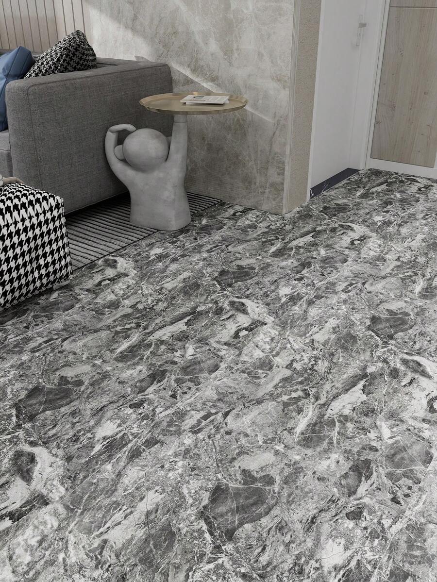 YUANYI 40*100厘米 自粘地板砖墙纸 - 大理石纹 - PVC自粘地板贴纸 - 适用于楼梯、浴室、客厅、卧室、阳台地板翻新 - 粘贴式瓷砖