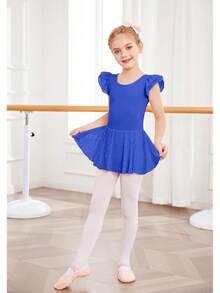 Girls Ruffle Sleeve Ballet Dance Dress Tutu Skirted Leotard - Ballet Pink - View 10