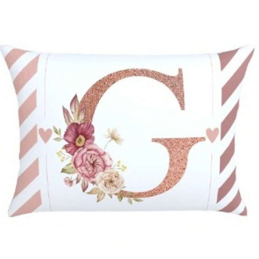 Pillowcase 70X60 Oxford Digital Print Initial Pillowcase High Quality Durable Zipper Monogram - G - View 1