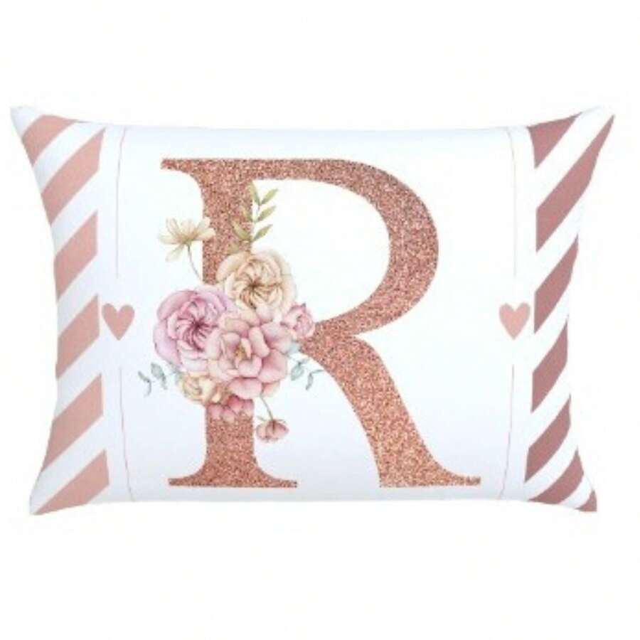 Pillowcase 70X60 Oxford Digital Print Initial Pillowcase High Quality Durable Zipper Monogram - R - View 1