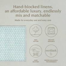 Over&Back Hand-Blocked Printed Cotton Cloth Napkins - Washable Napkins Set For Mixing, Matching, And Creating A Custom Home Decor Tablescape - Taupe Arch - Blue Leaf - 查看 2