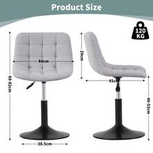 Mcc Direct Soft Fabric Dressing Table Chair, Height Adjustable Swivel Desk Home Office Chair With Footrest And Metal Base For Bedroom Vanity & Office - Drake - Light Grey - View 2